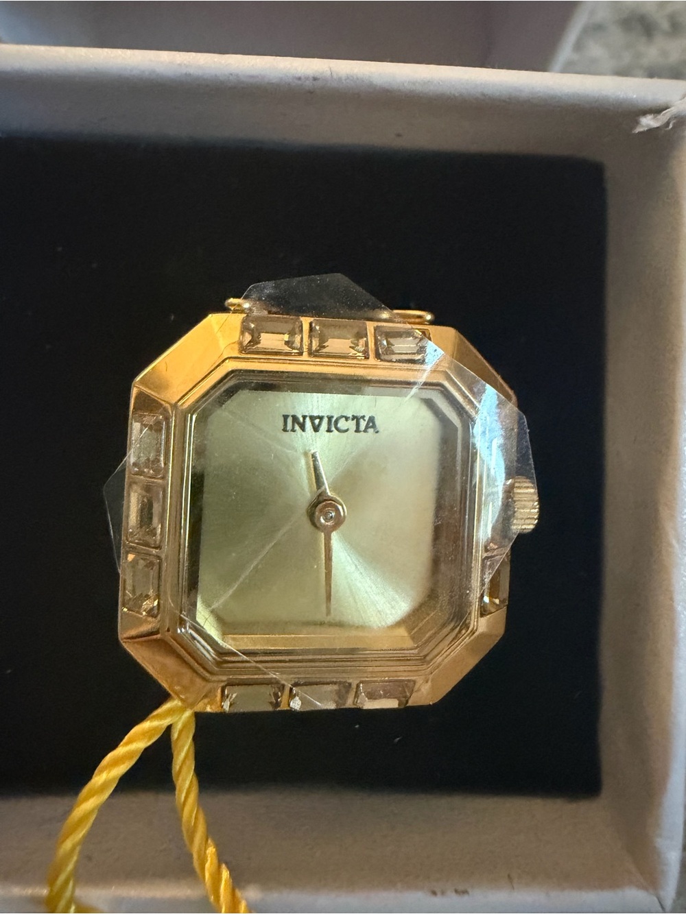 Invicta Gold-Tone Square Face Watch Ring